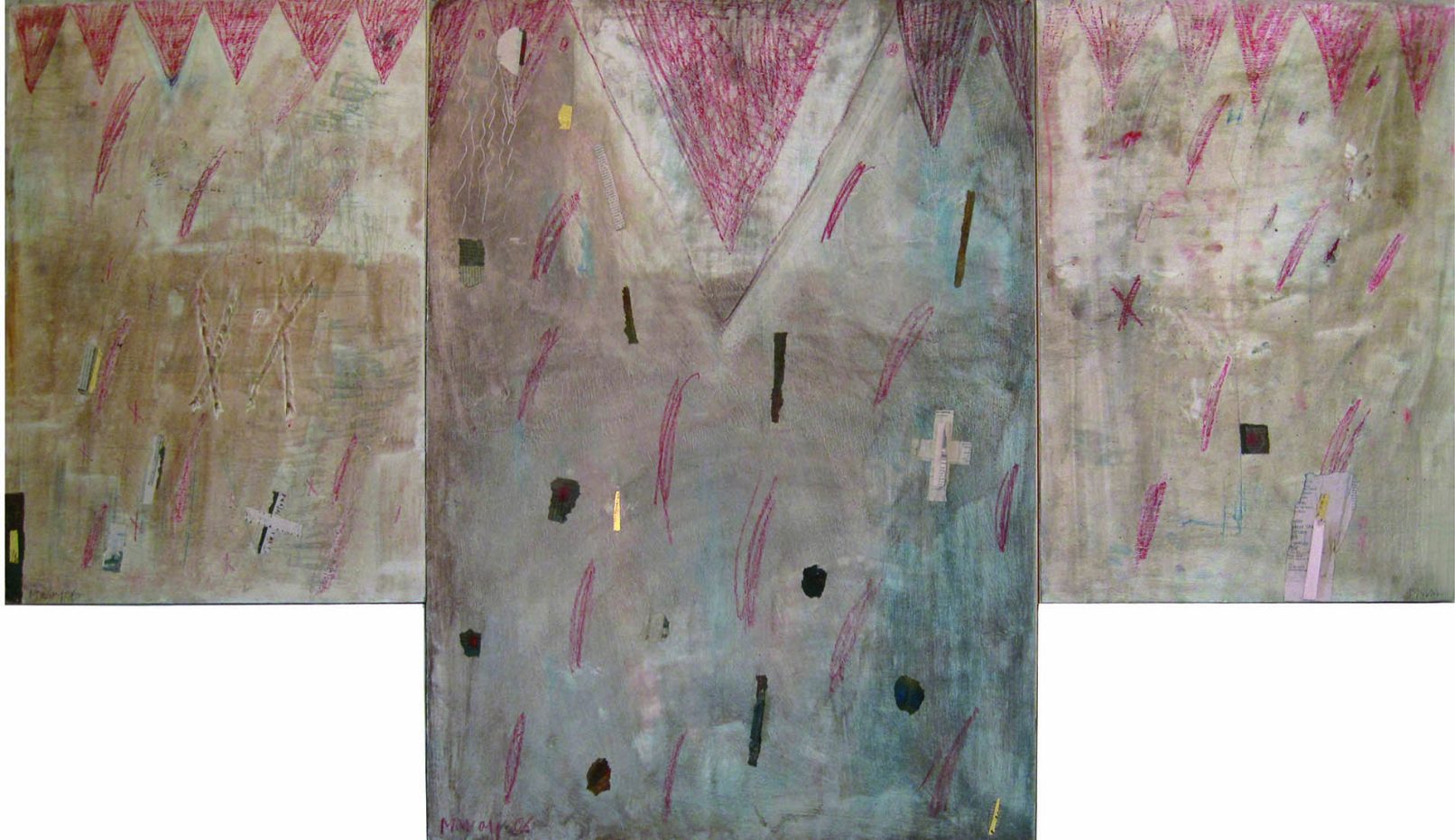 Large Untitled Shirt, 2006 - mixed media on masonite, triptych, cm 100x172