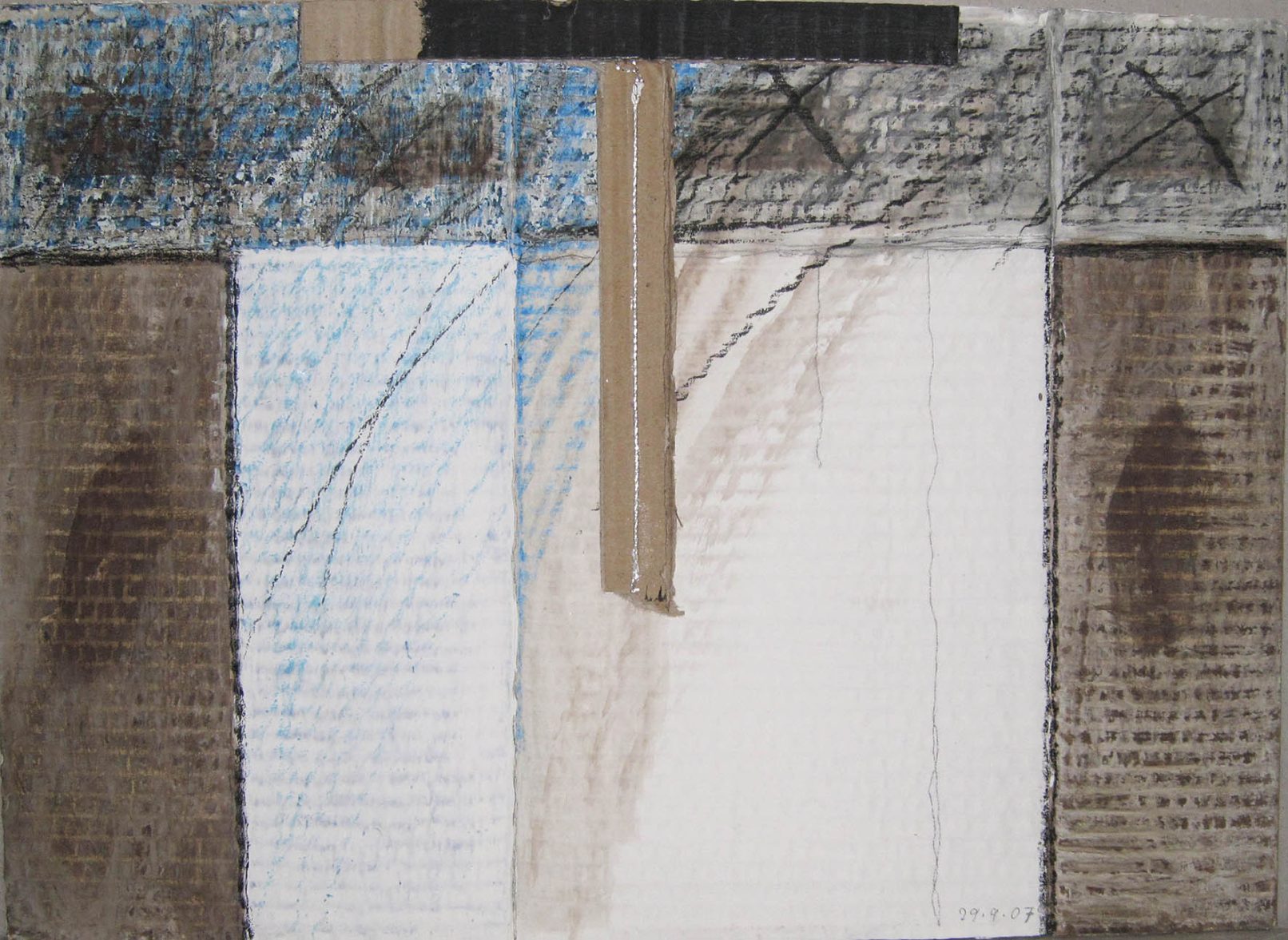 Cerva, brown Cross Shirt, 2007 - mixed media on corrugated fiberboard, cm 26x36