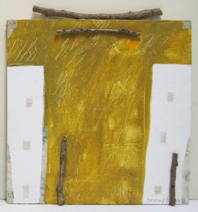 Shirt-Tree No. 4, 2008-2014 - oil and collage on canvas, cm35x35