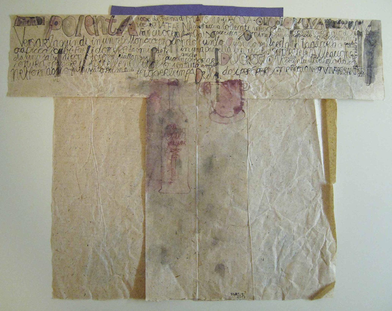 Polenta, 2013 - mixed media on recycled paper
