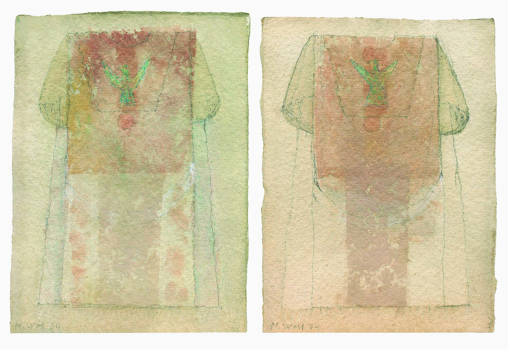 Two Sioux Shirts, 2004 - mixed media on paper, cm 38,5x29 - 38,5x29