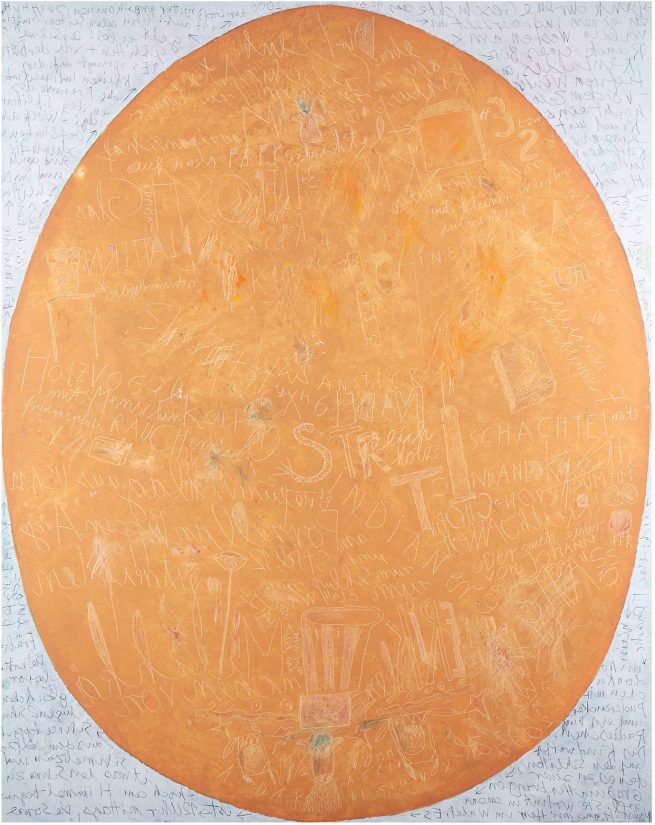 Il Grande Uovo - Denk Dir eine Geschichte aus (The Big Egg-Think of a Story), 2006 - mixed media on canvas, cm 125x100