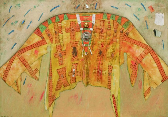 Big Plume's Shirt, 2005 - oil and collage on canvas, cm 70x100