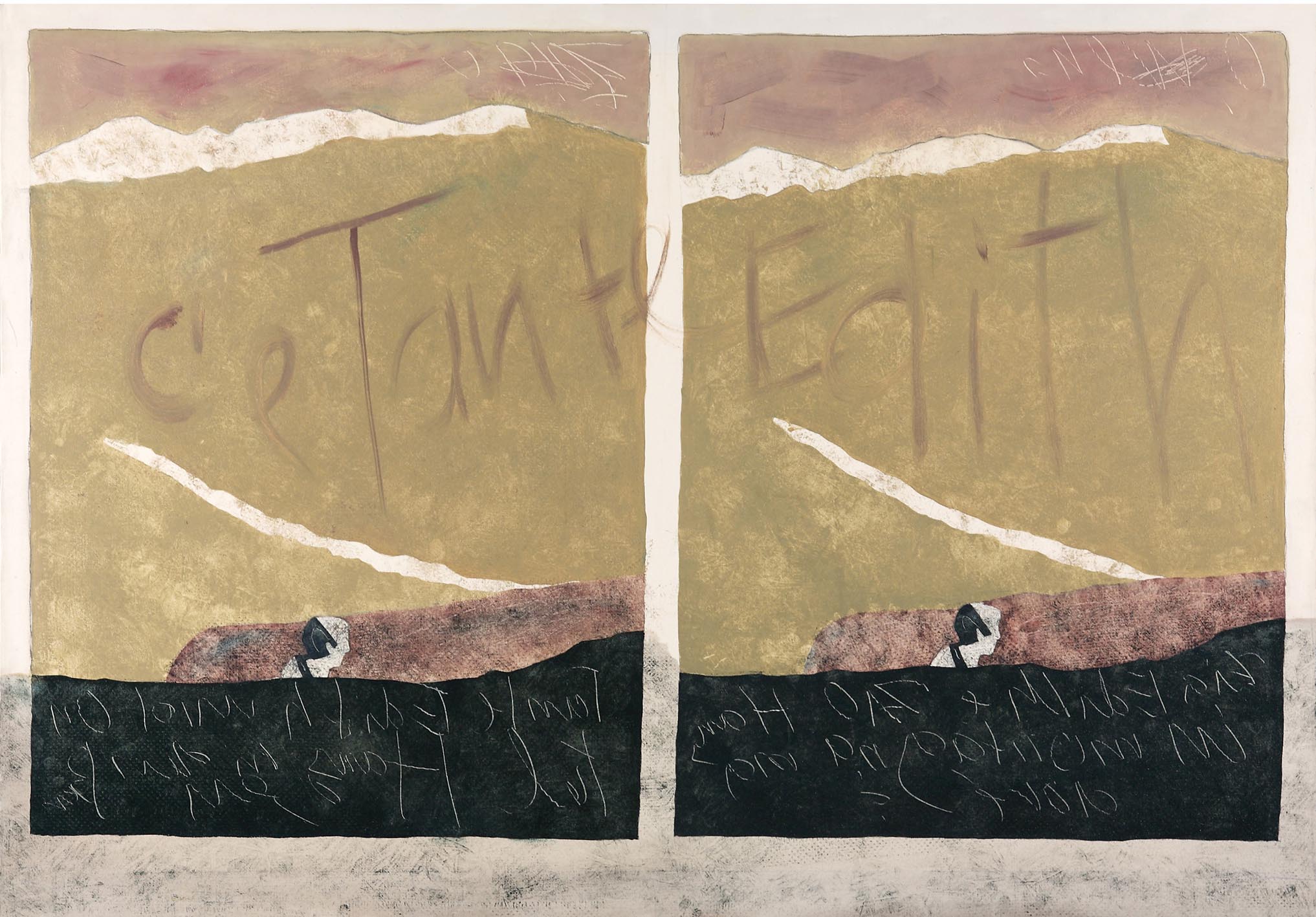 C'è Tante Edith, 1998 - olio e matita su tela, cm 70x100