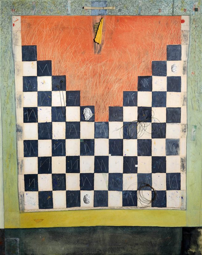 Camicia Inca, 2006 - olio e collage su tela, cm 125x100 - donazione F.V.