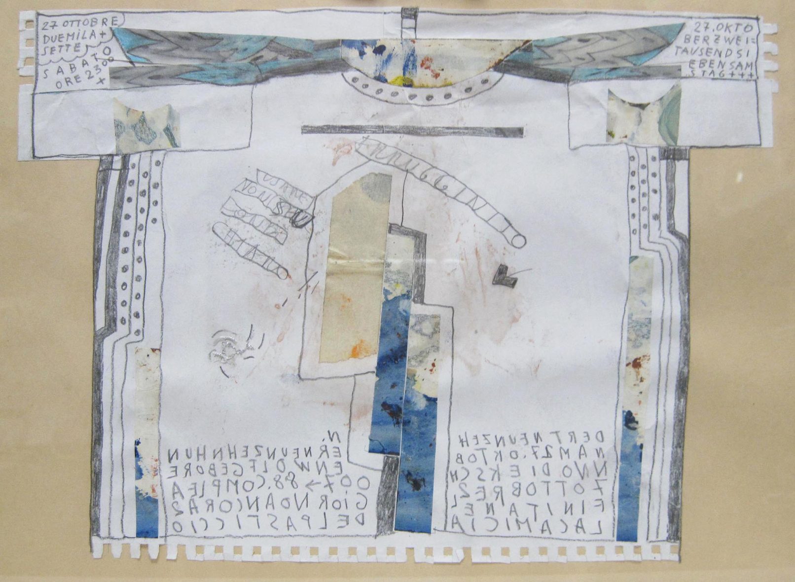 27 ottobre duemila+sette sabato ore23, 2007 - tecnica mista su carta