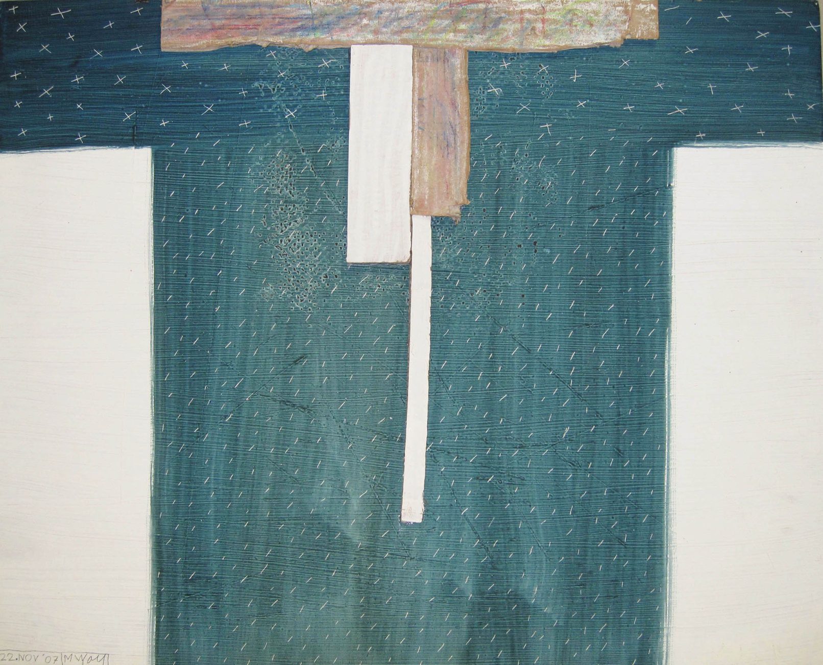 Camicia Hemd, stelle+pioggia, 2007 - tecnica mista su masonite cm 40x50