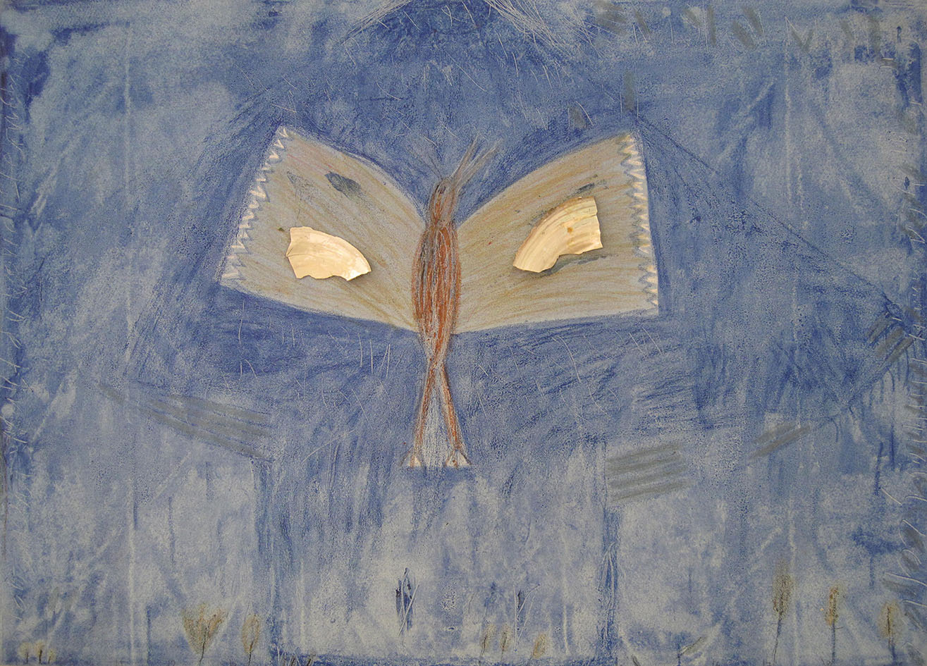 Uccello volante 1, 2012 - tecnica mista su tela, cm 60x84