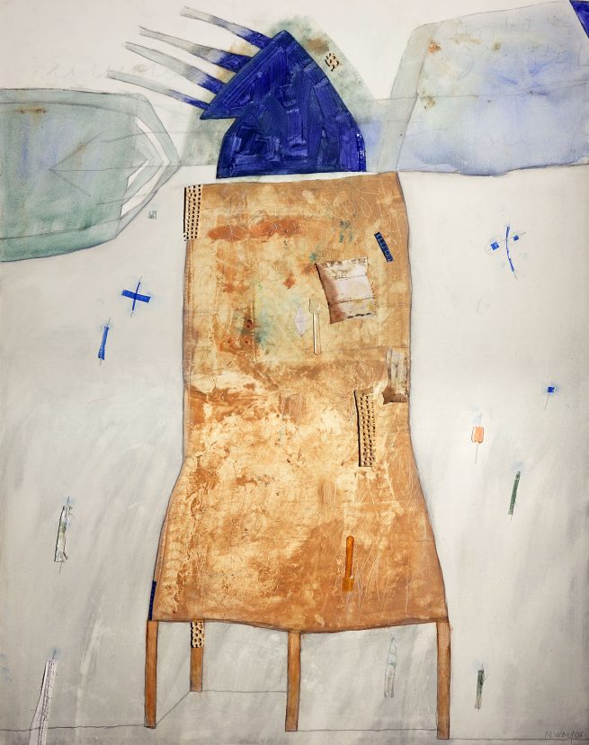 Un extraterrestre, 2017 - olio e collage su tela