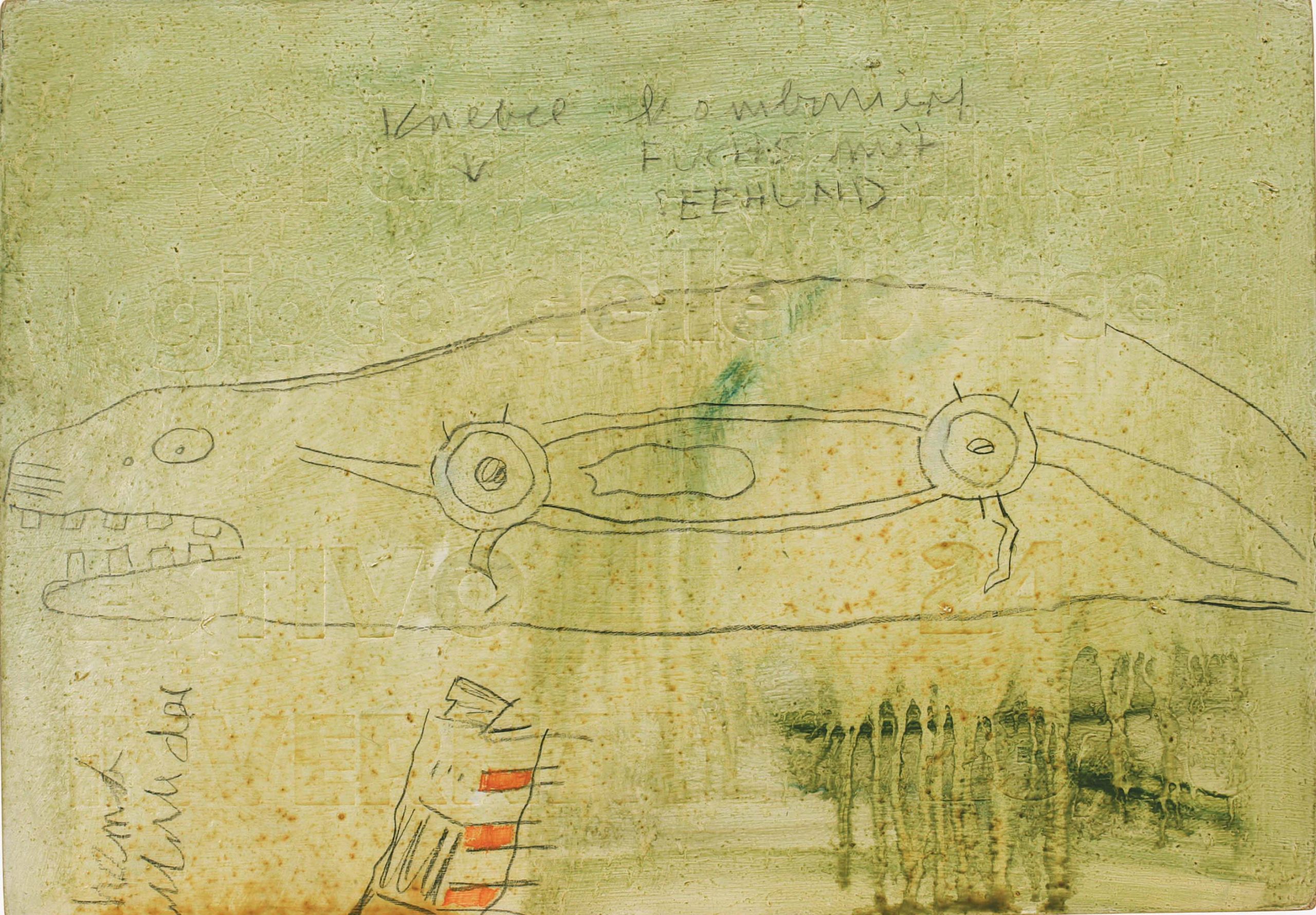 Volpe-In-Foca, 1999 - olio e matita su tavola, cm 35x50