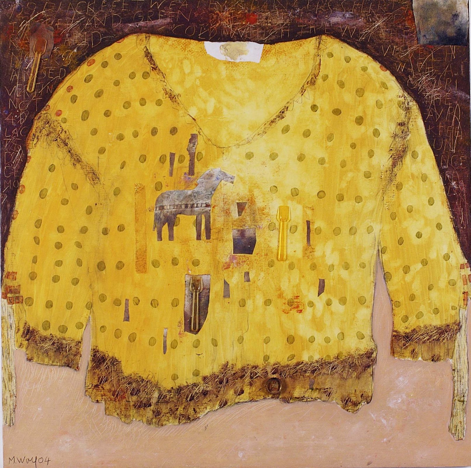 Blackfeet Weather Dance Shirt, 2004 - olio e matita su tela, cm 50x70